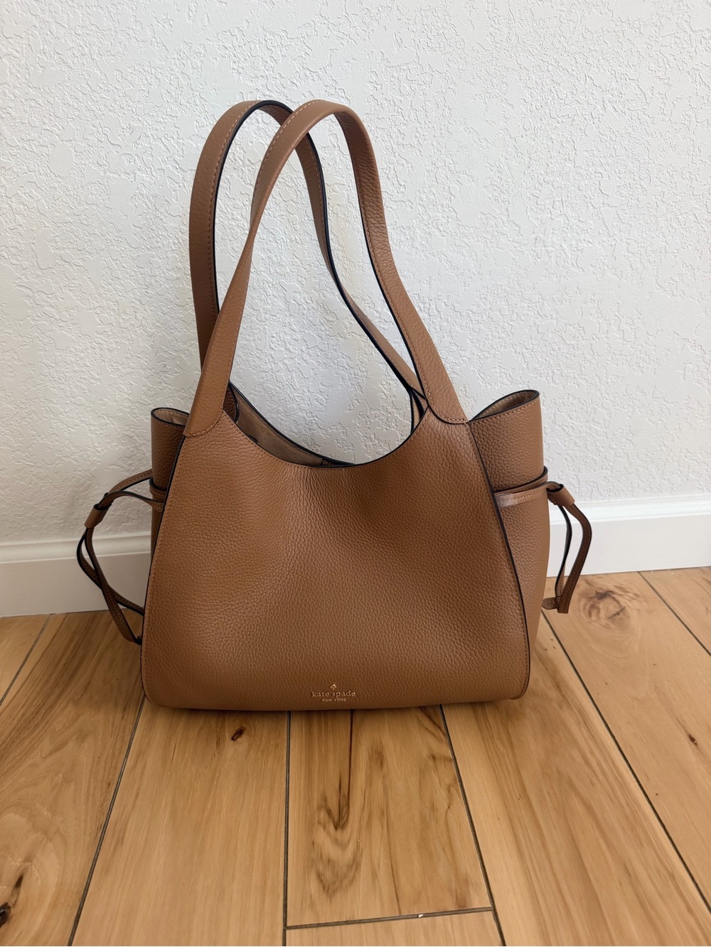 Kate Spade Tan Pebbled Leather Stash Carryall in Bungalow NWOT